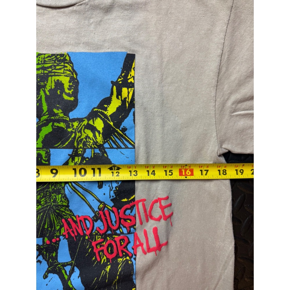 Metallica And Justice For All Graphic T-Shirt Tan Mens Small 2022 Band Tee SM - Picture 4 of 6